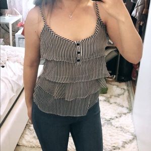 Stripe ruffle layer top